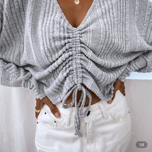 SHEIN Light Gray V-Neck Sweater